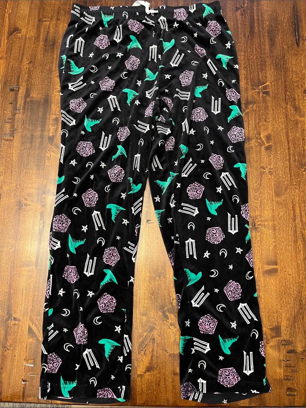 Women's Wicked themed Black Printed Pajama Pants with Teal and Purple Motifs